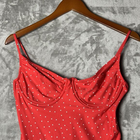 J. Crew Red polka dot one piece swimsuit size 12 Classic Summer Beach - Picture 3 of 7